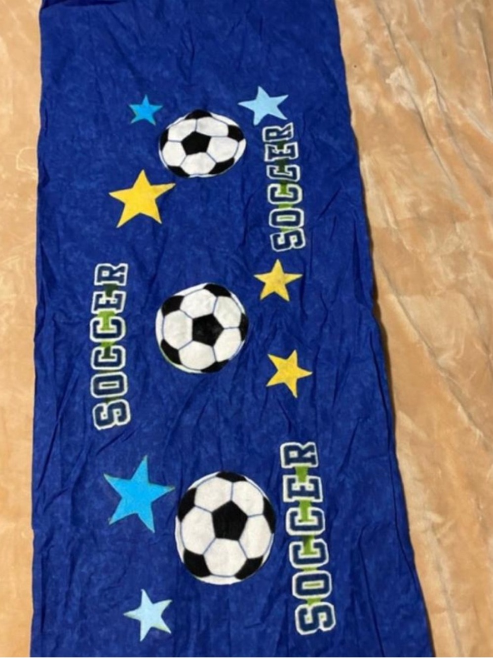 Blue Soccer-Themed Kids Body Pillow Cover - Blue